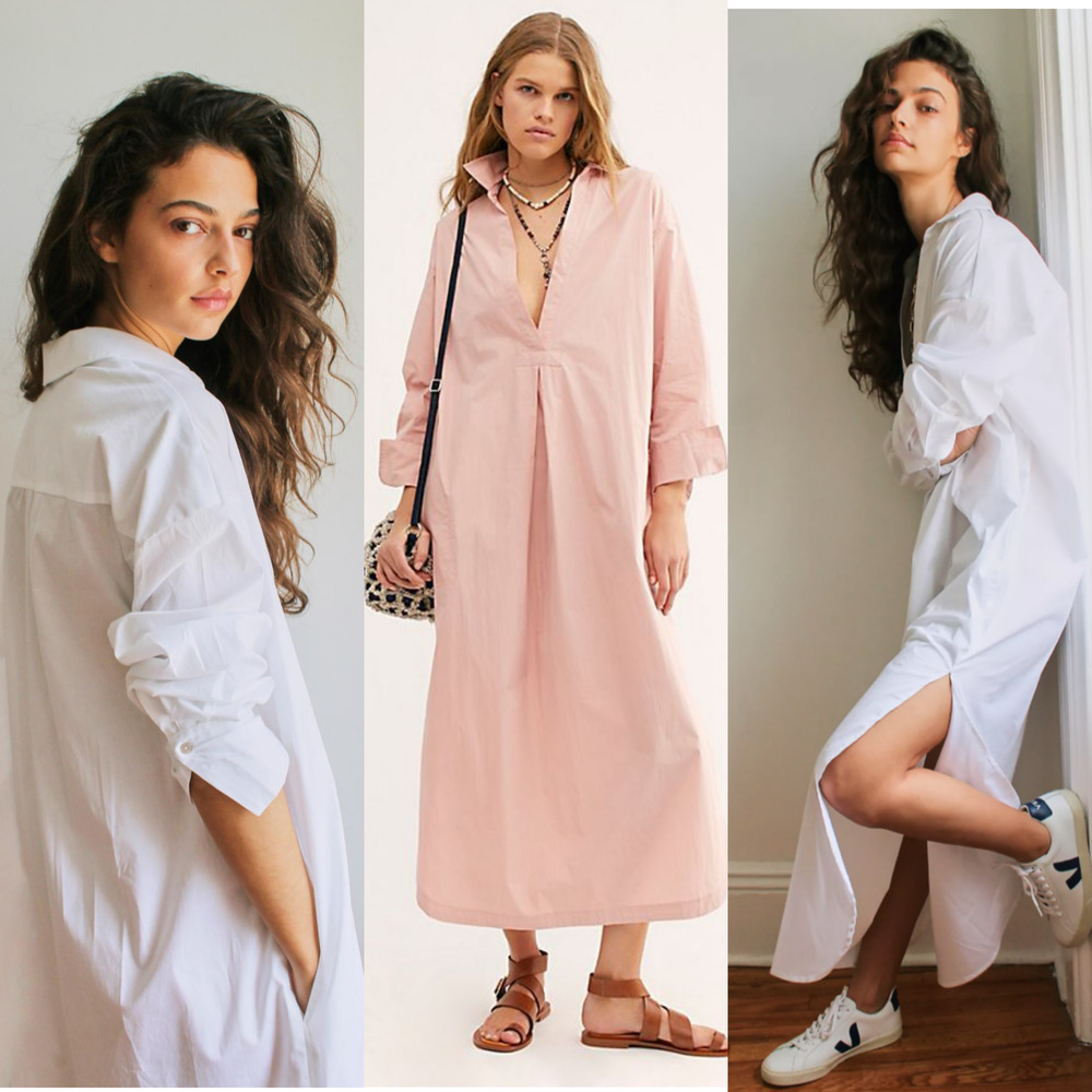 New Free People Eva Plunging Shirt Dress